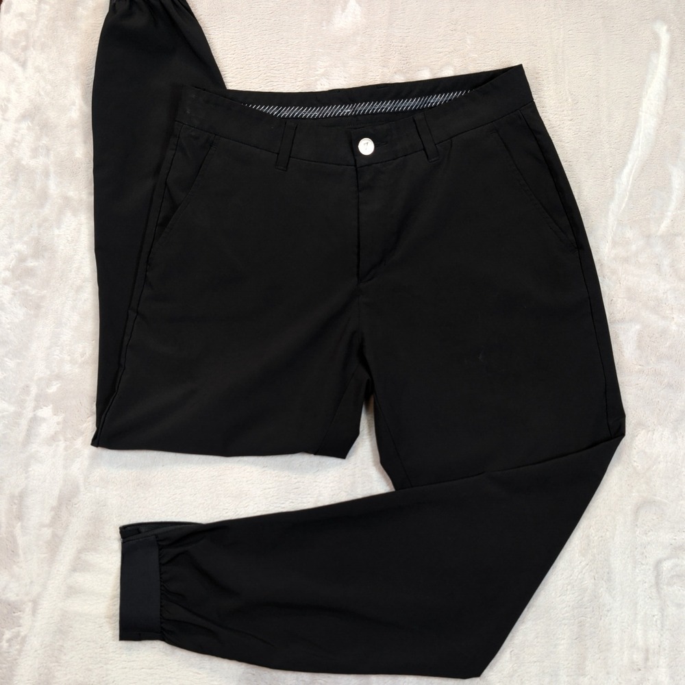Primo Jogger Golf Pants Mens 32 Reg (31x29) Black Tapered Ankle Zip Performance